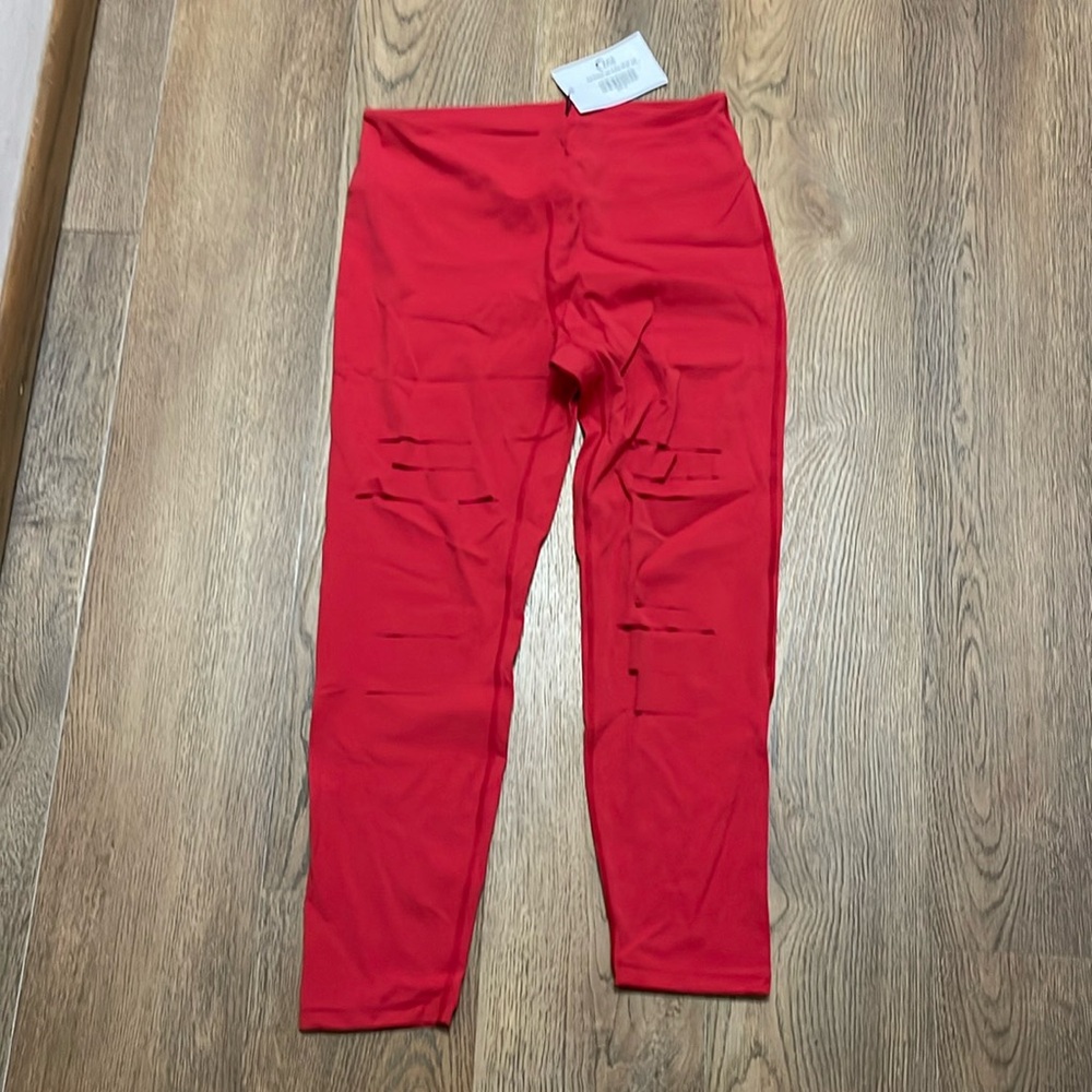 Zyia red slashed Lux high-rise 7/8 24 inches size 12 nwt
